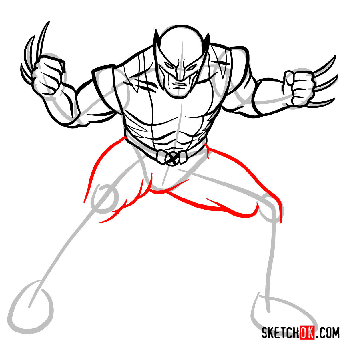 How to draw Wolverine in his superhero suit - step 10