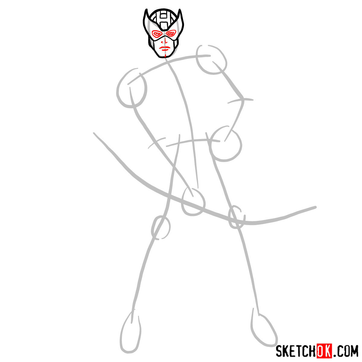 How to draw Hawkeye in a suit and mask - step 04