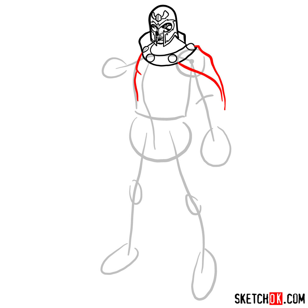 How to draw Magneto (X-Men) - step 06