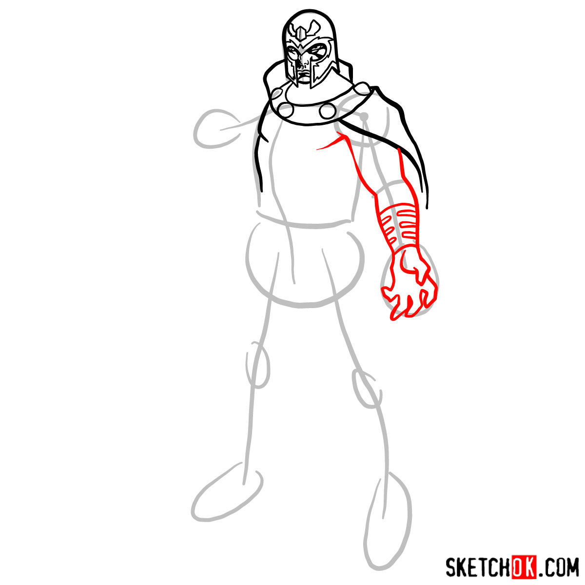 How to draw Magneto (X-Men) - step 07