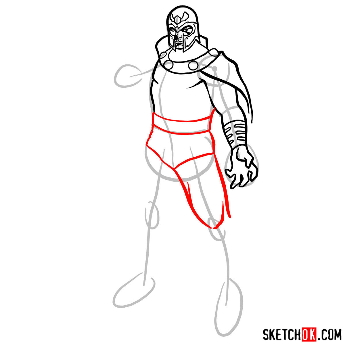 How to draw Magneto (X-Men) - step 08