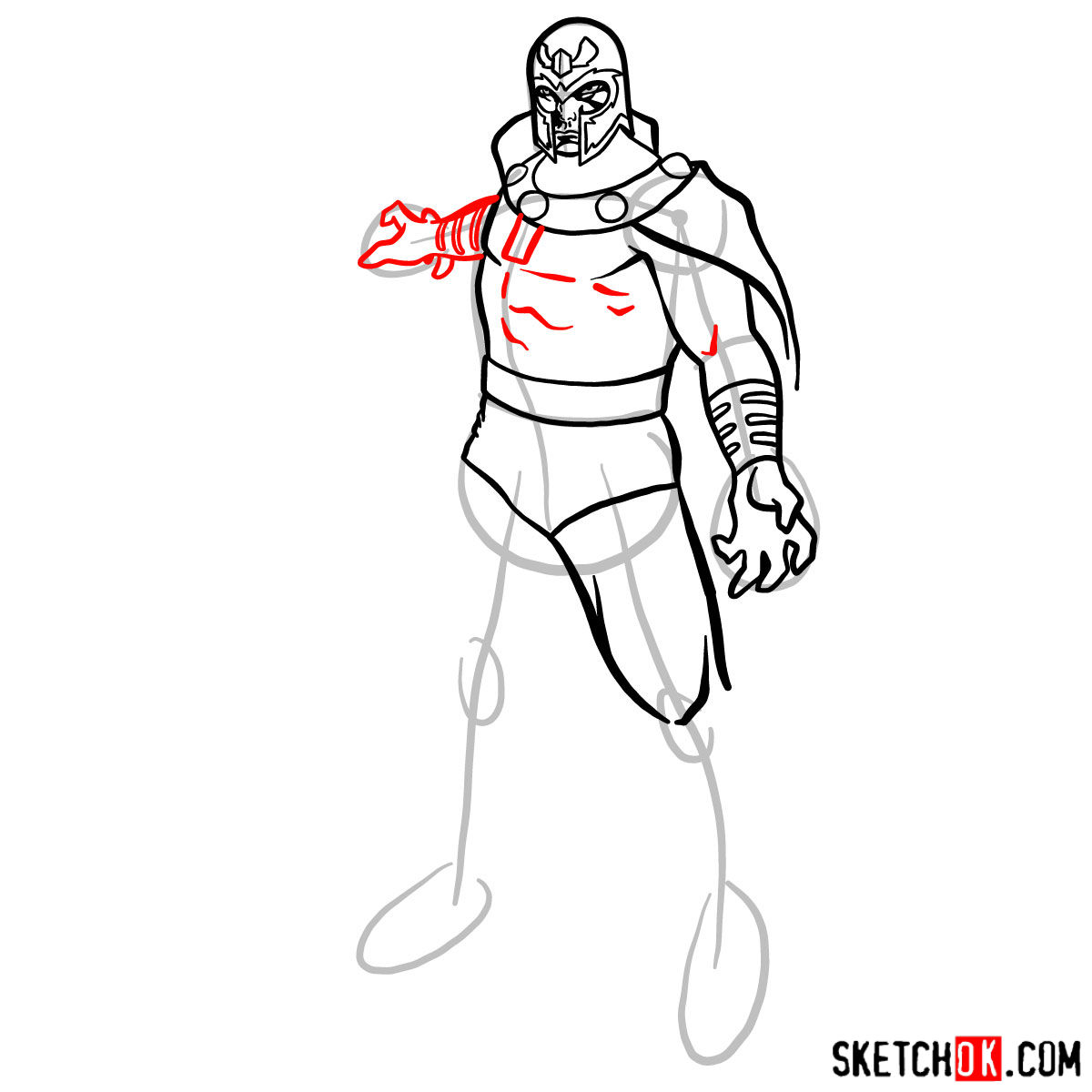 How to draw Magneto (X-Men) - step 09