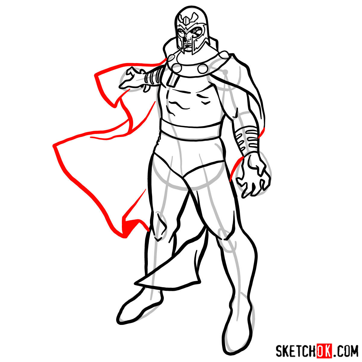 How to draw Magneto (X-Men) - step 12