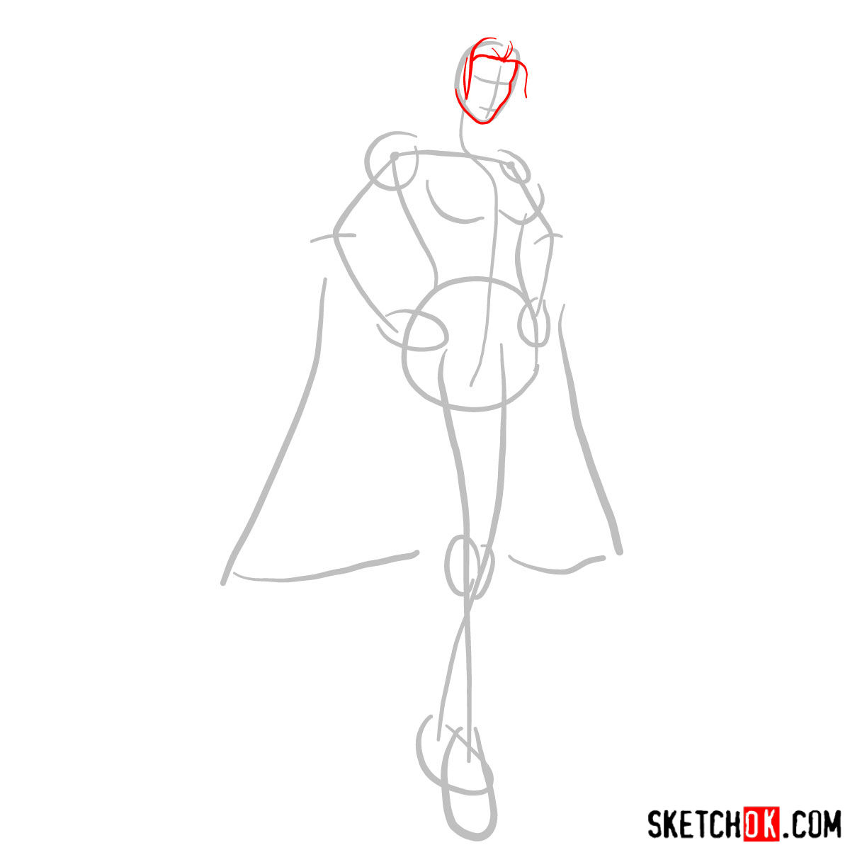 How to draw Emma Frost the White Queen - step 02