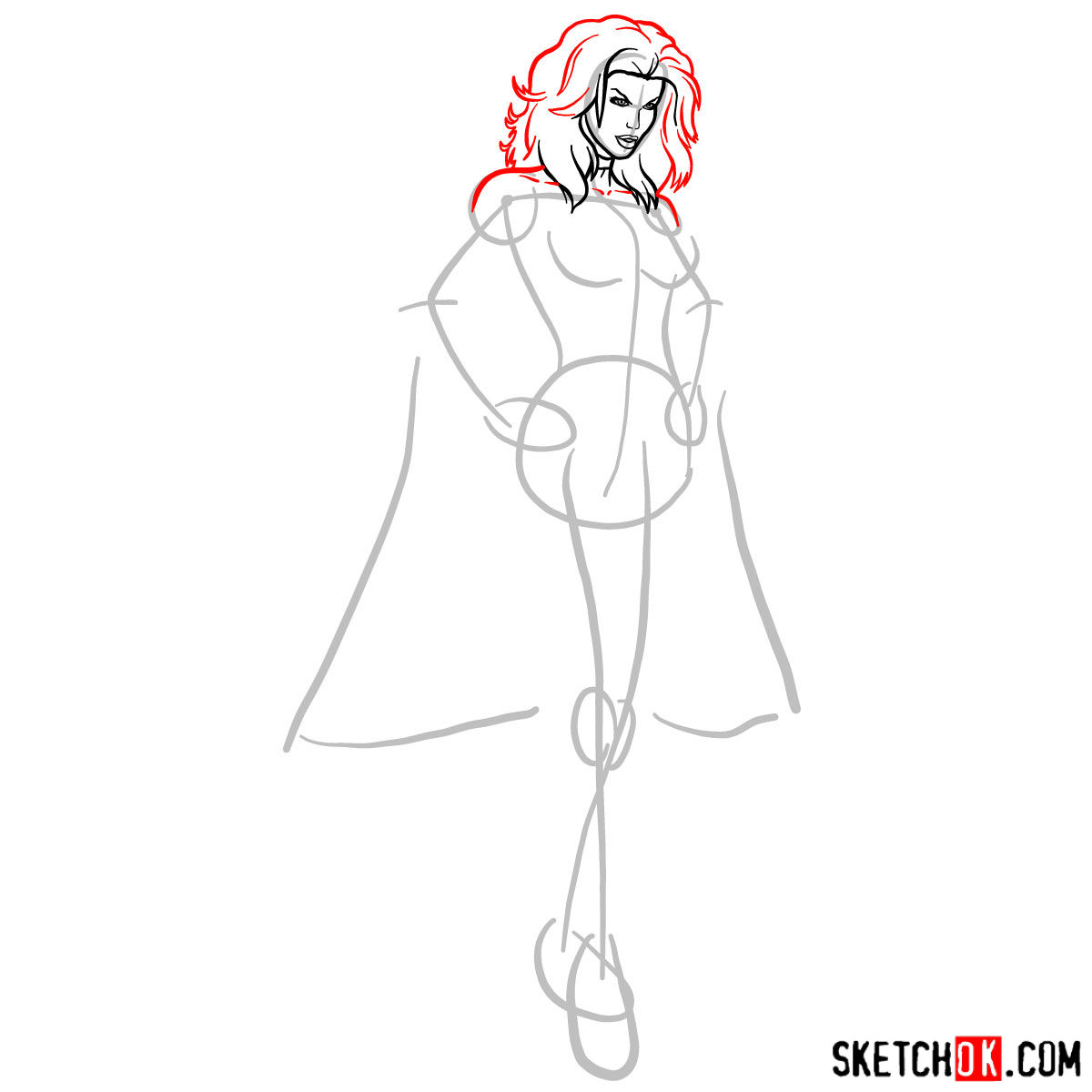 How to draw Emma Frost the White Queen - step 05