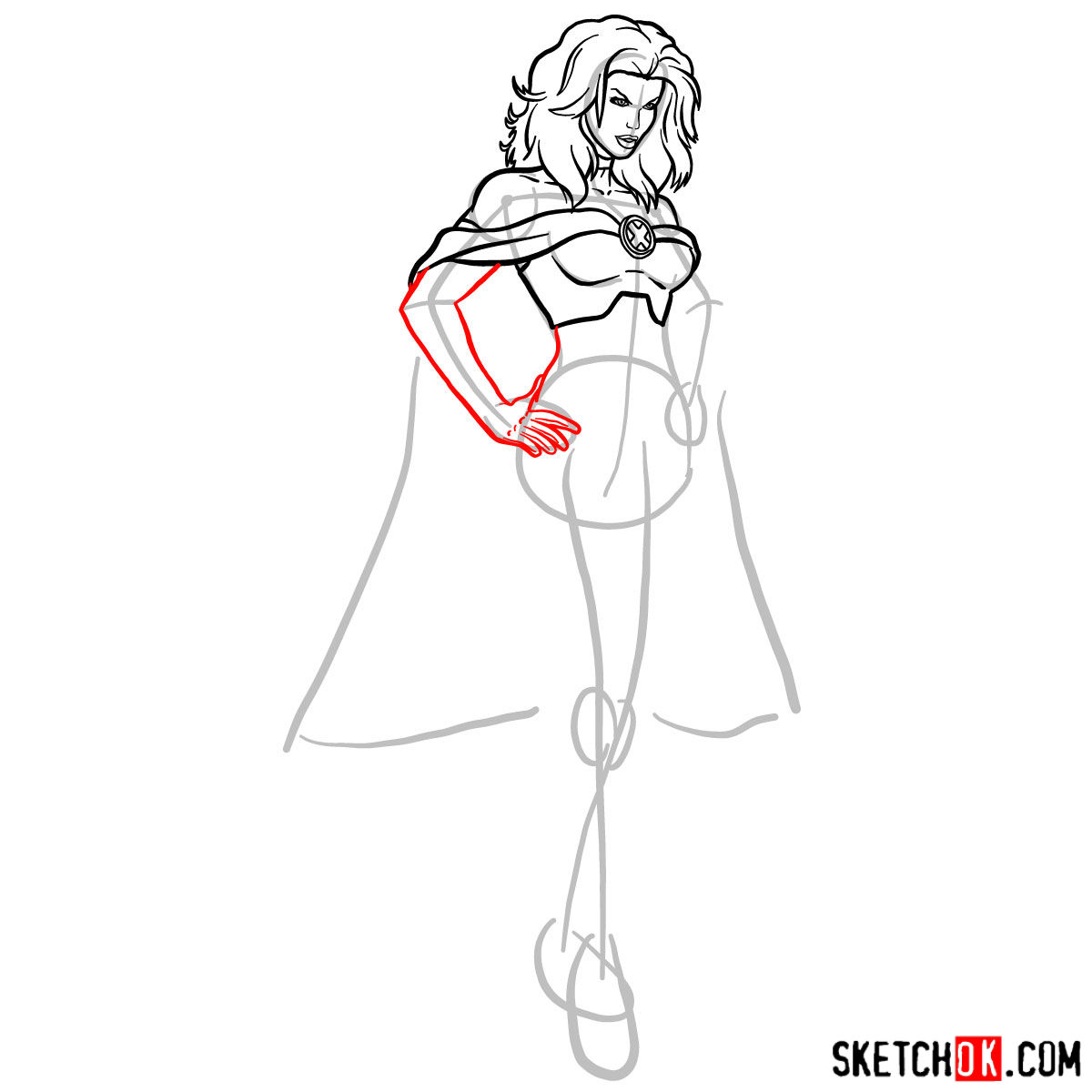 How to draw Emma Frost the White Queen - step 07