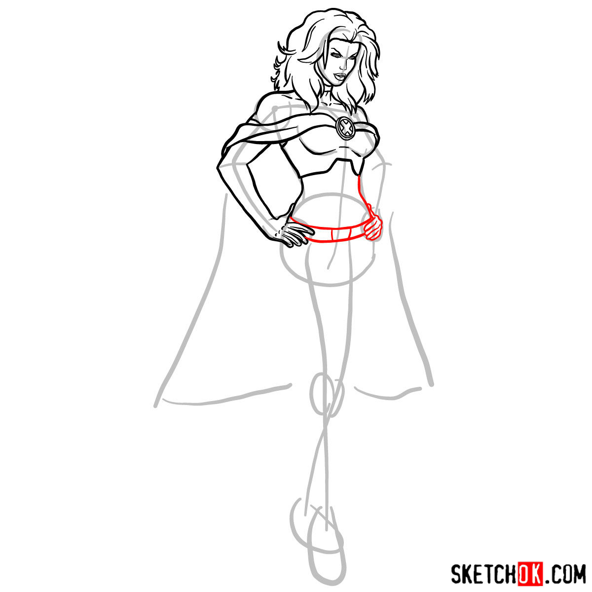 How to draw Emma Frost the White Queen - step 08