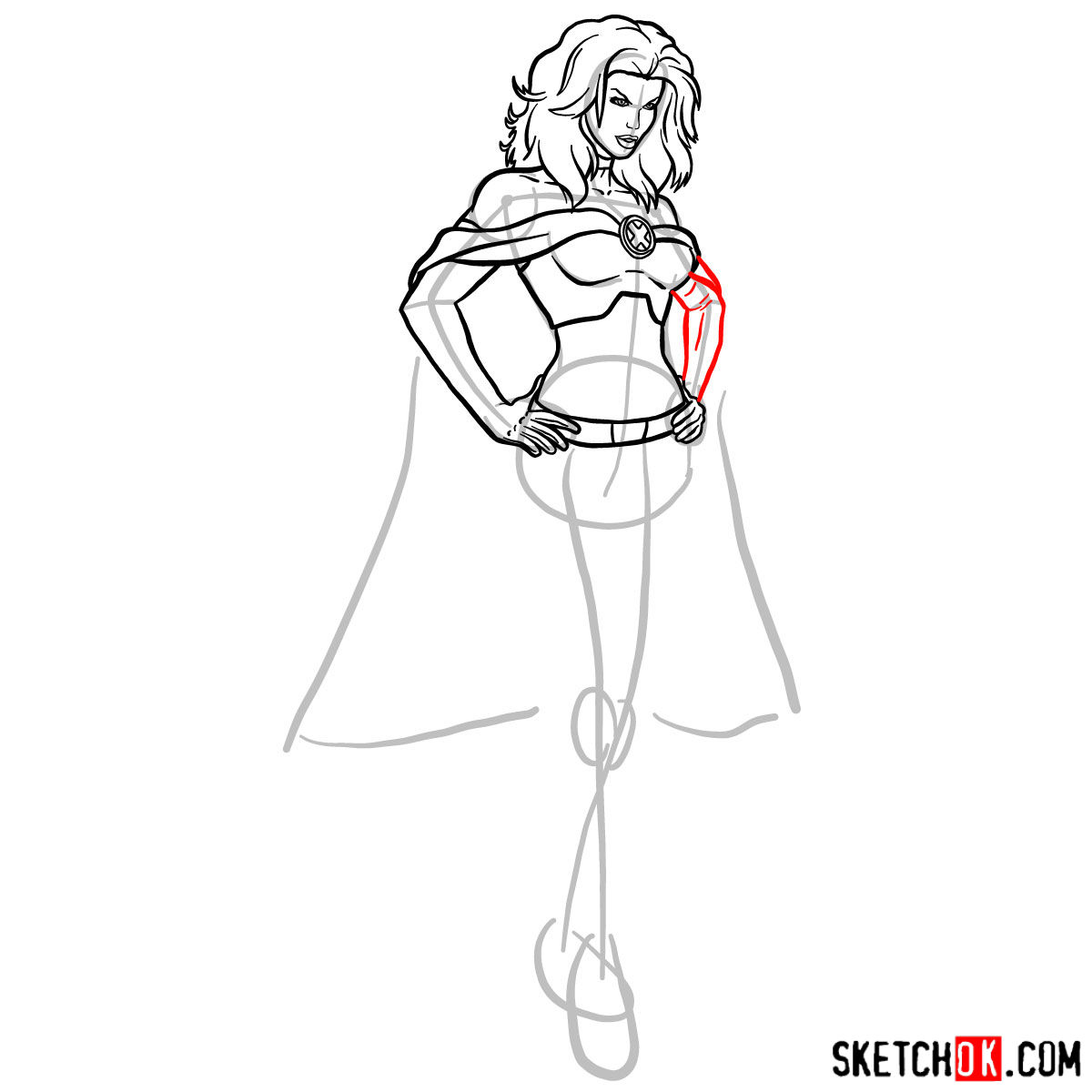 How to draw Emma Frost the White Queen - step 09