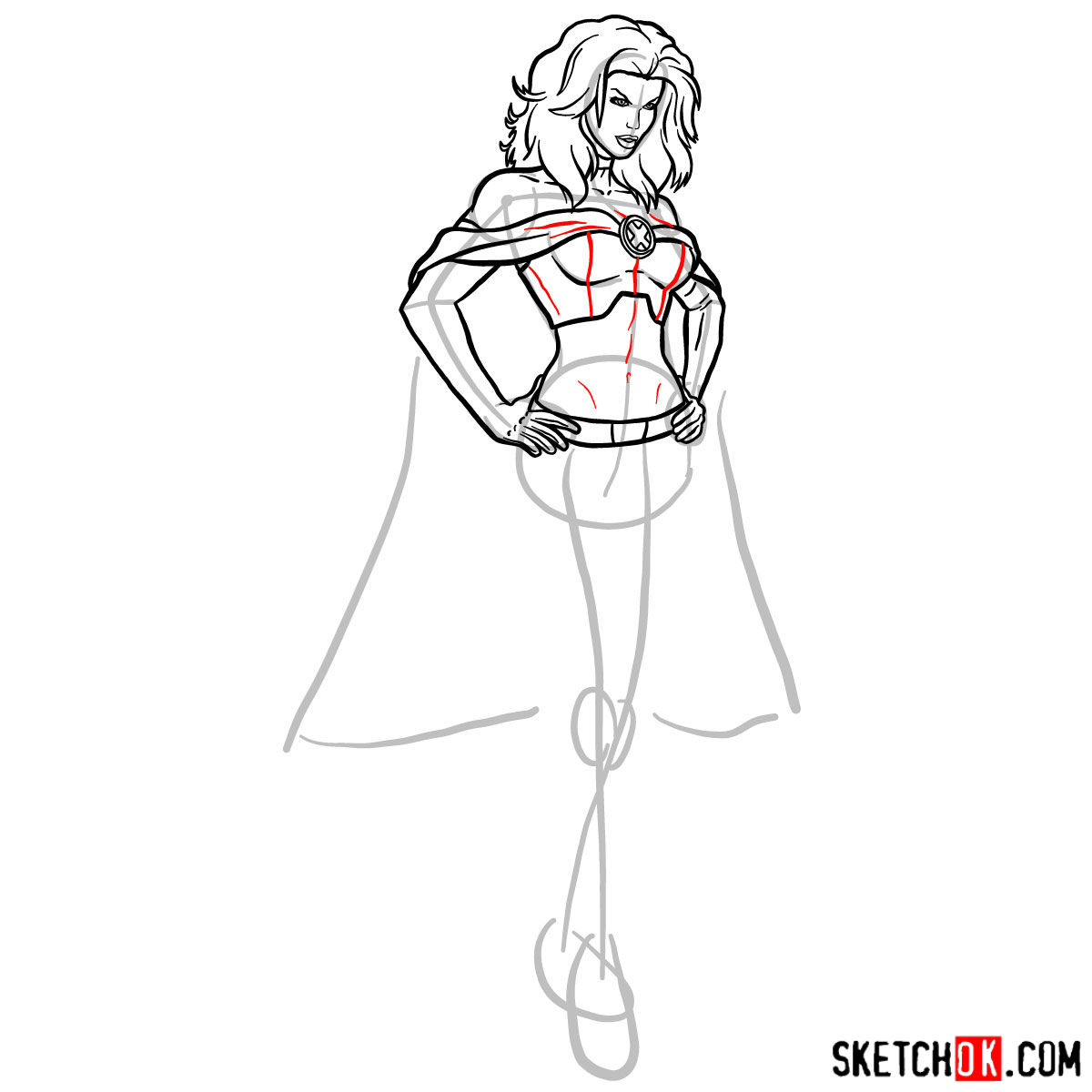 How to draw Emma Frost the White Queen - step 10