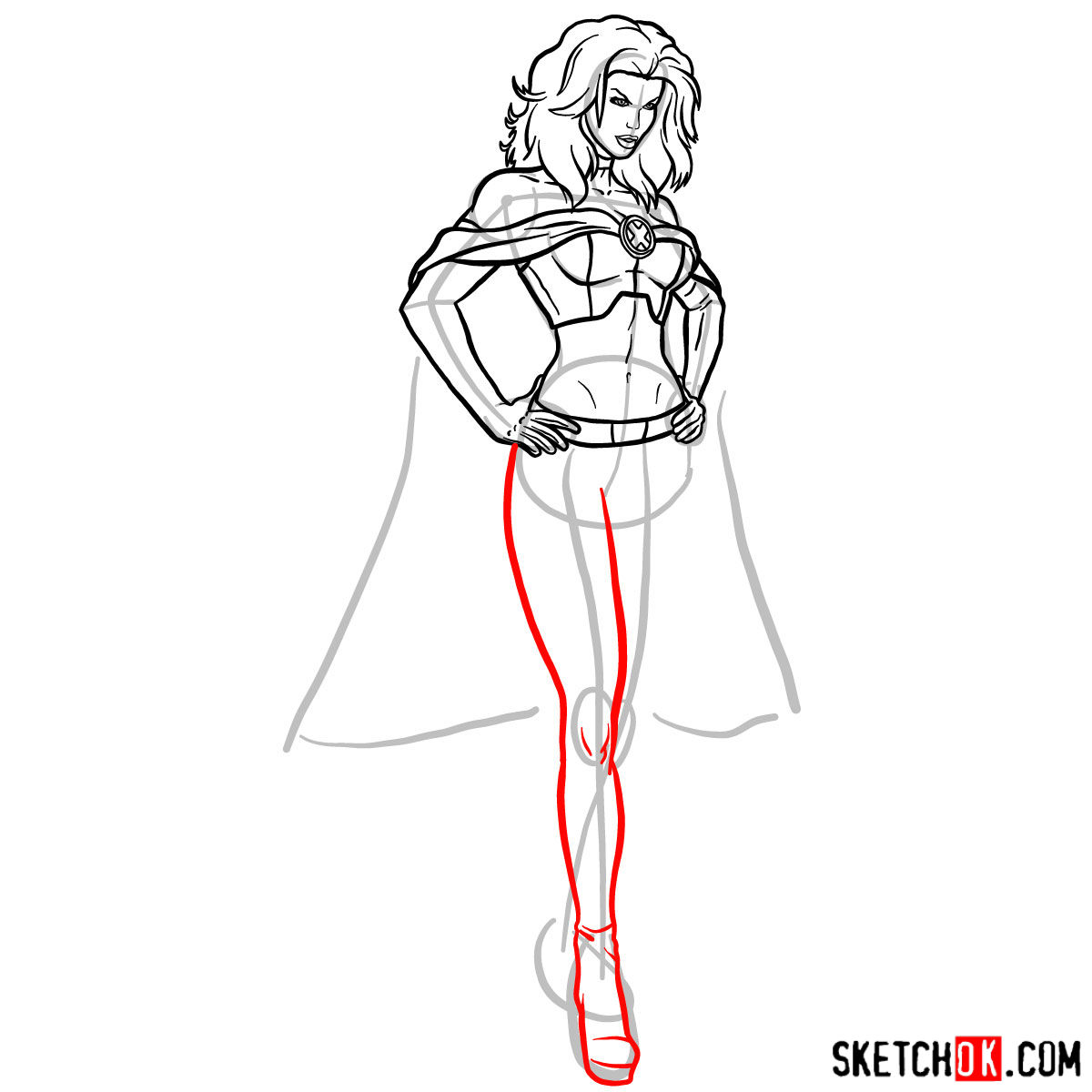 How to draw Emma Frost the White Queen - step 11