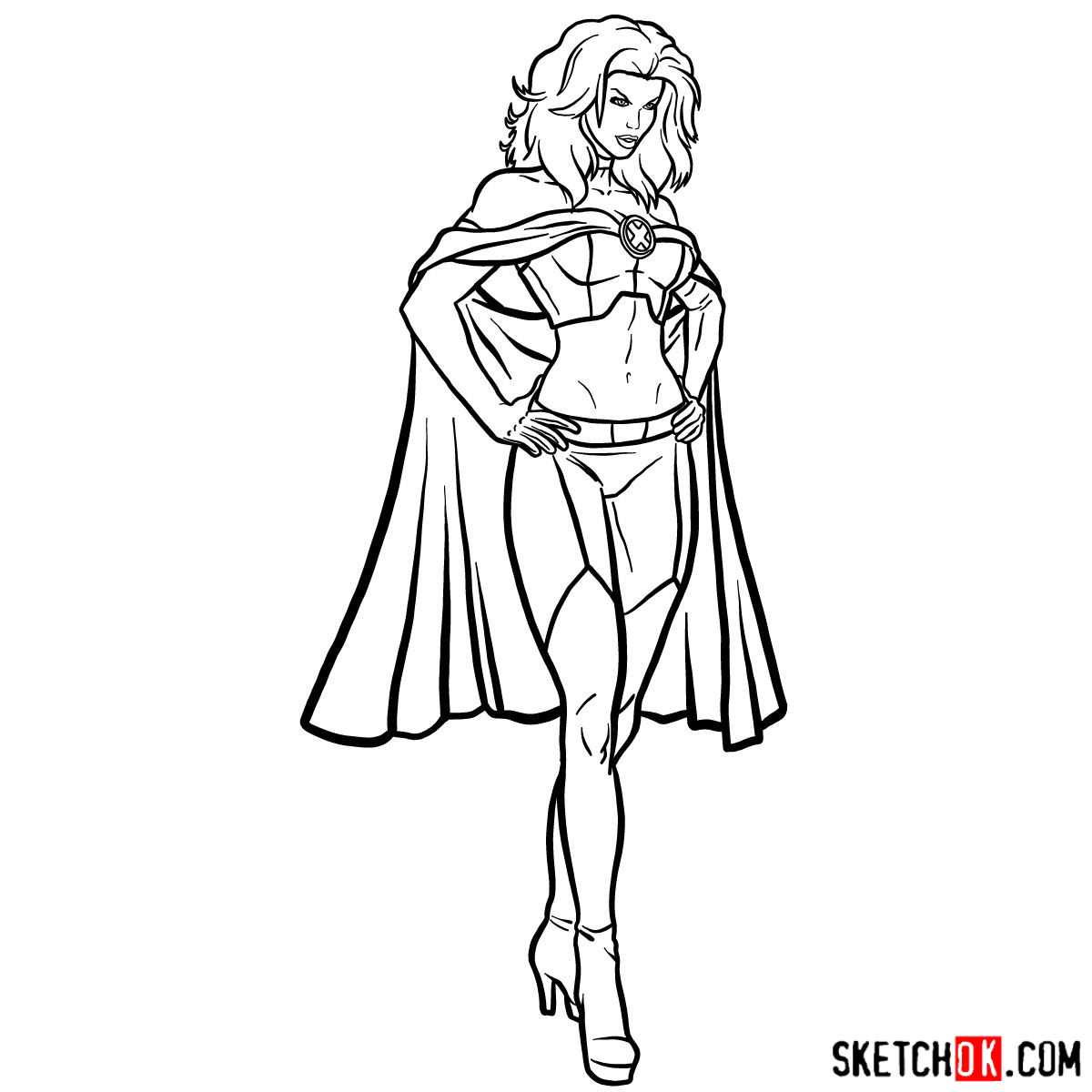How to draw Emma Frost the White Queen - step 15