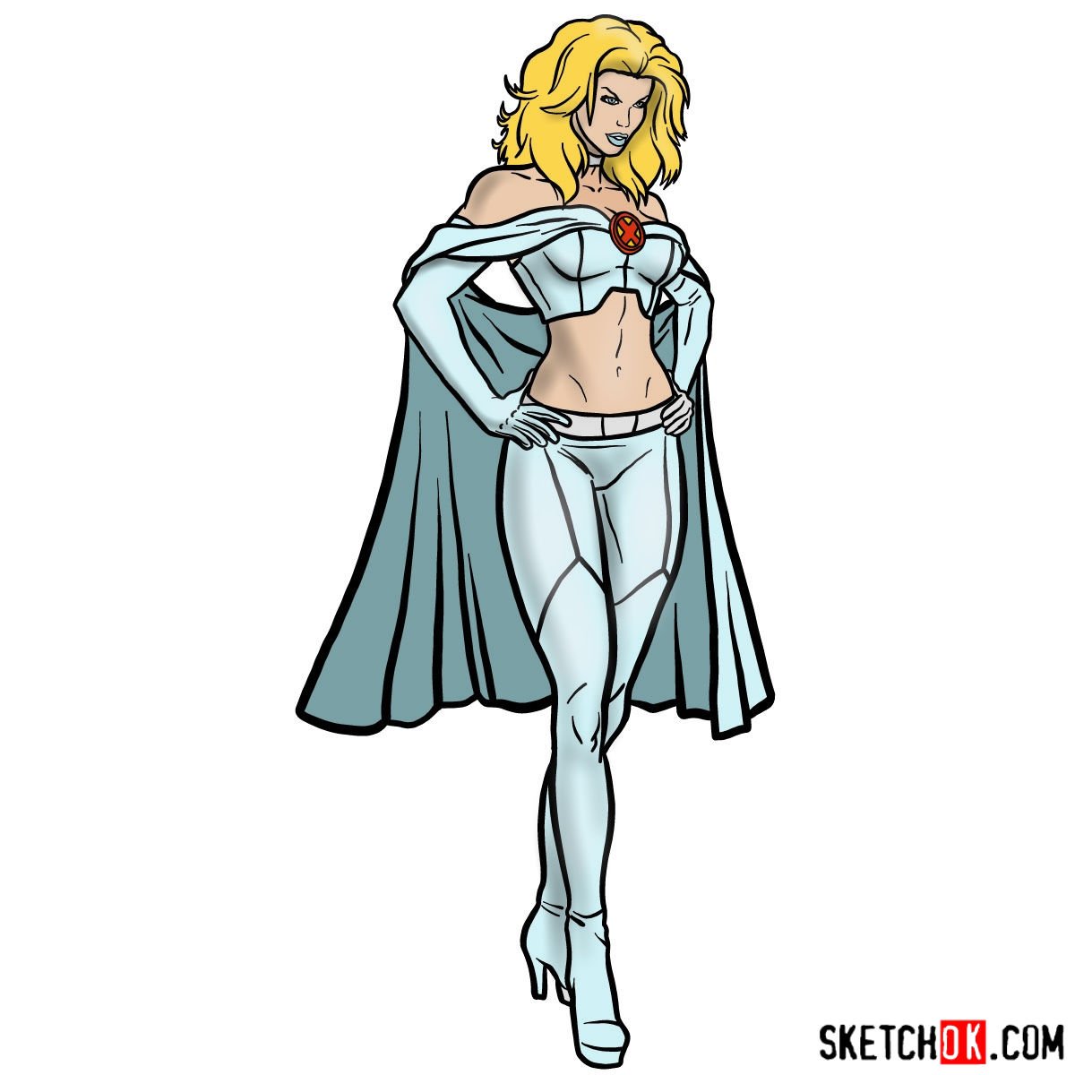 How to draw Emma Frost the White Queen
