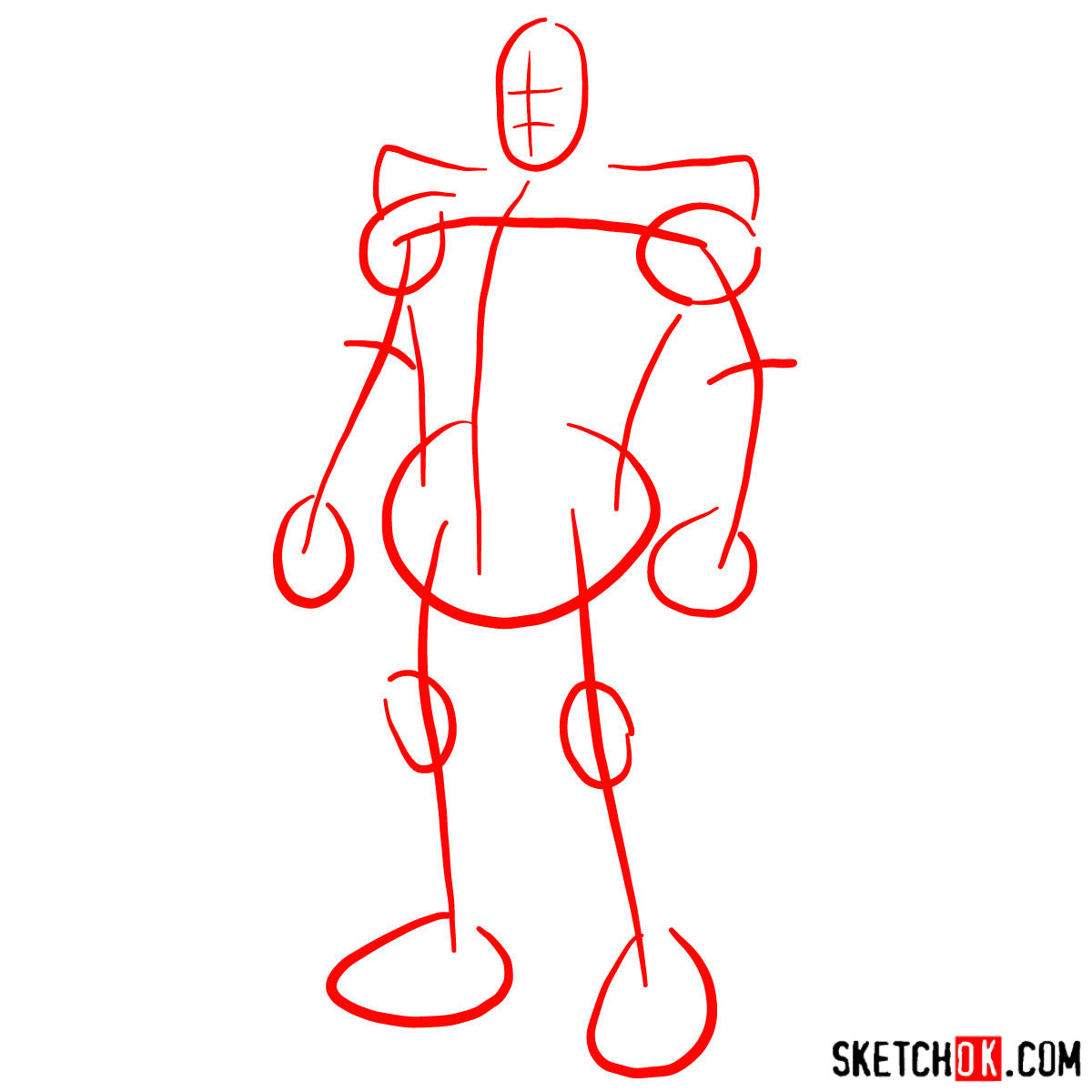 How to draw Thanos in his suit - step 01