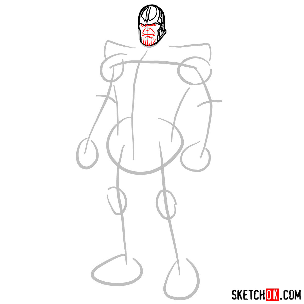 How to draw Thanos in his suit - step 04