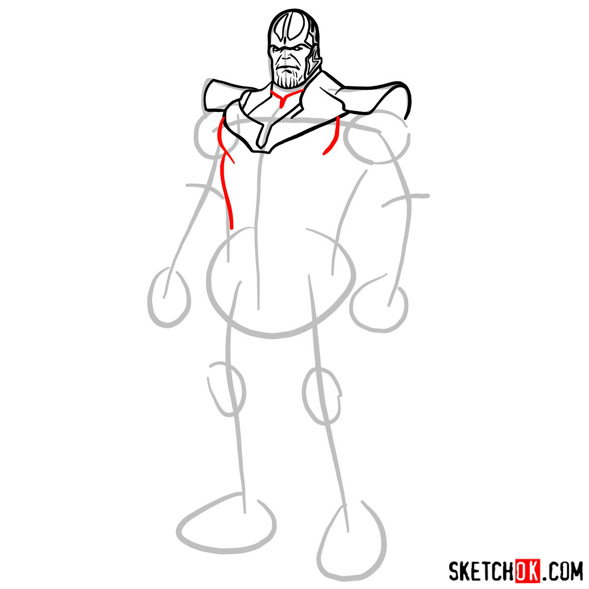 How to draw Thanos in his suit -  step 06