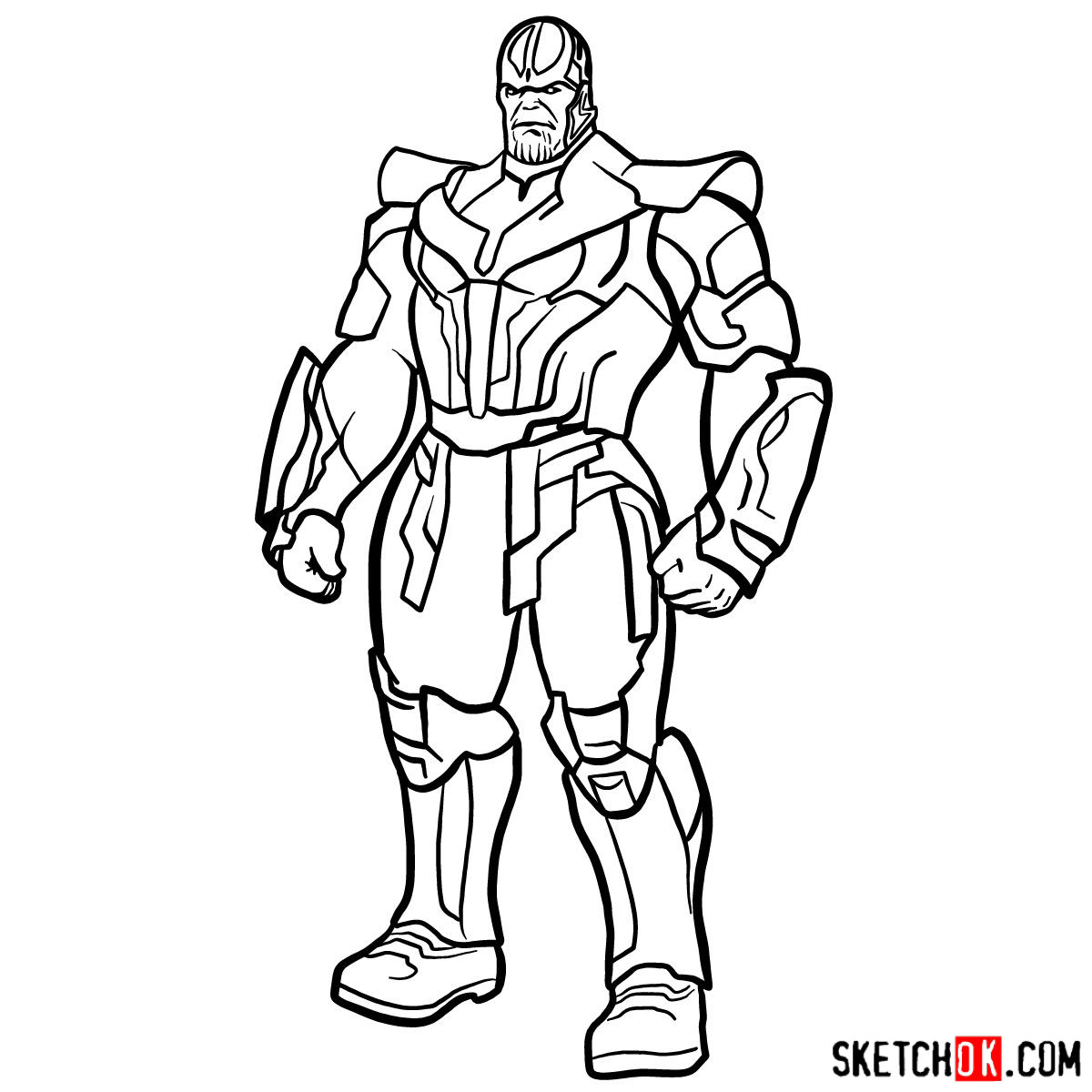 How to draw Thanos in his suit - step 16