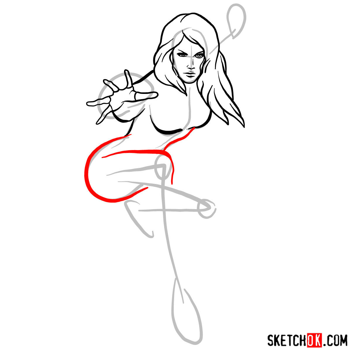 How to draw Invisible Woman from Fantastic Four - step 07