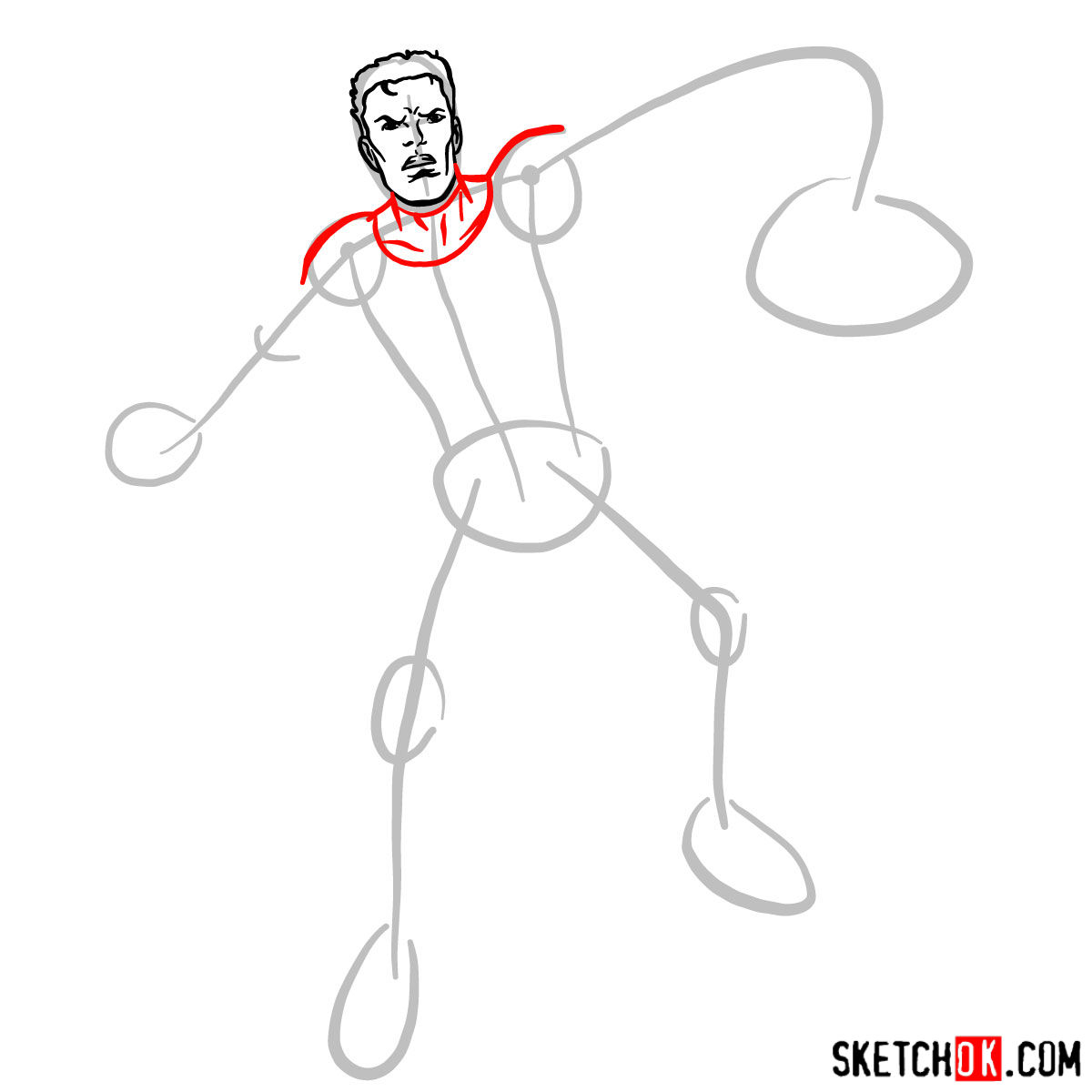 How to draw Mister Fantastic from Fantastic Four - step 04