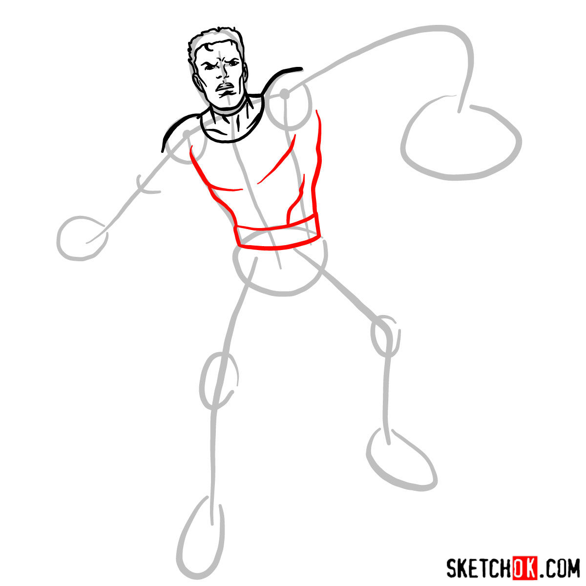 How to draw Mister Fantastic from Fantastic Four - step 05