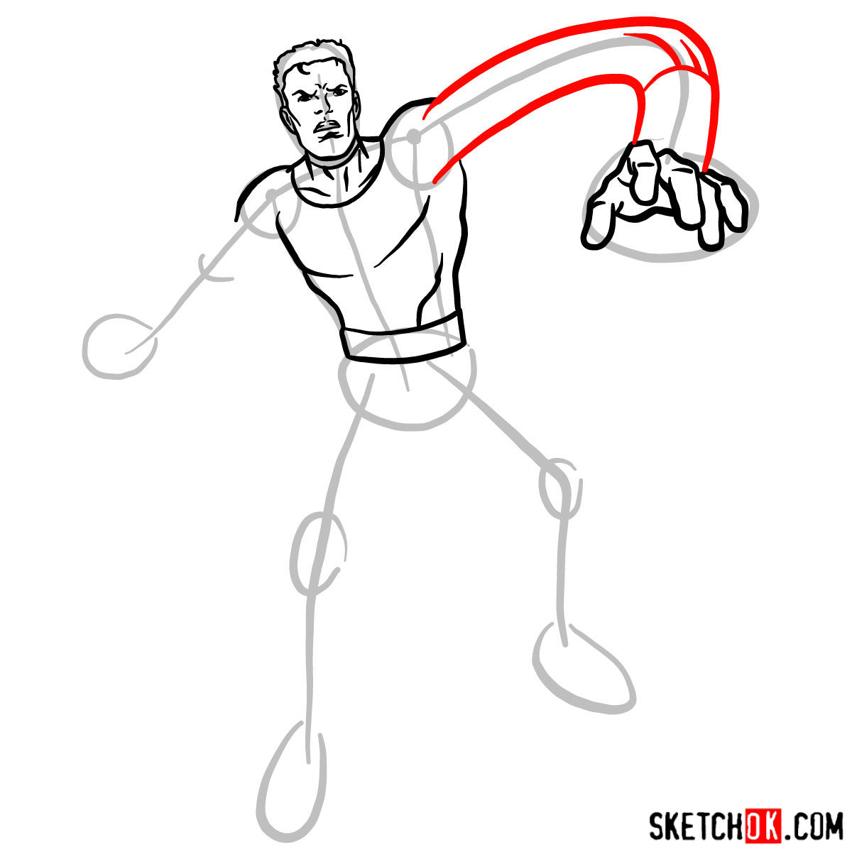 How to draw Mister Fantastic from Fantastic Four - step 07