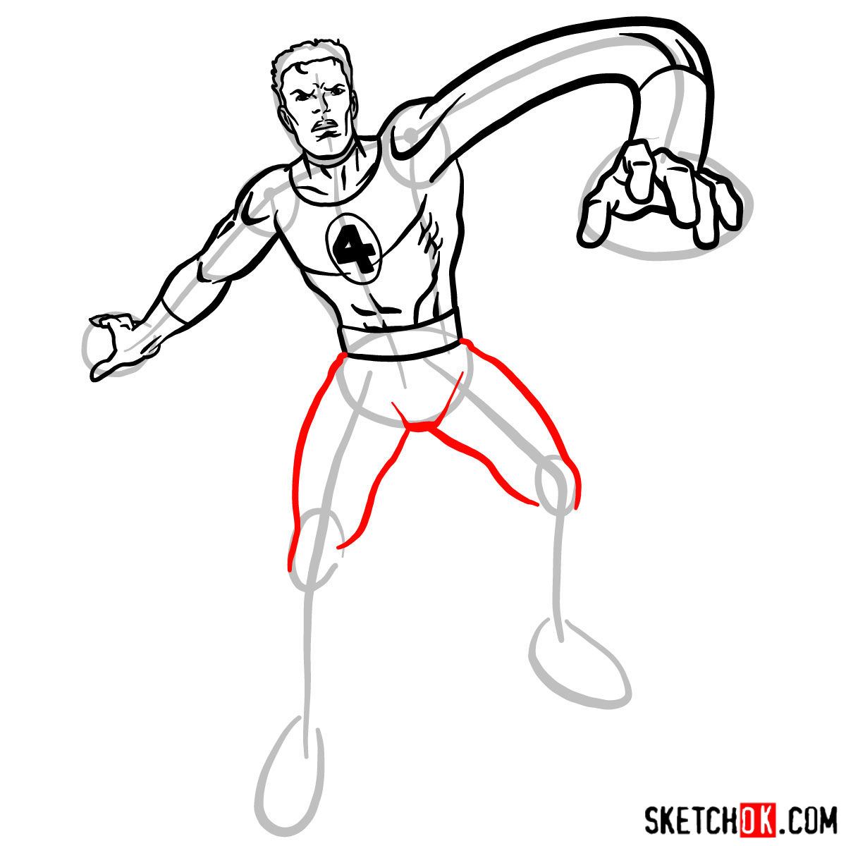 How to draw Mister Fantastic from Fantastic Four - step 10