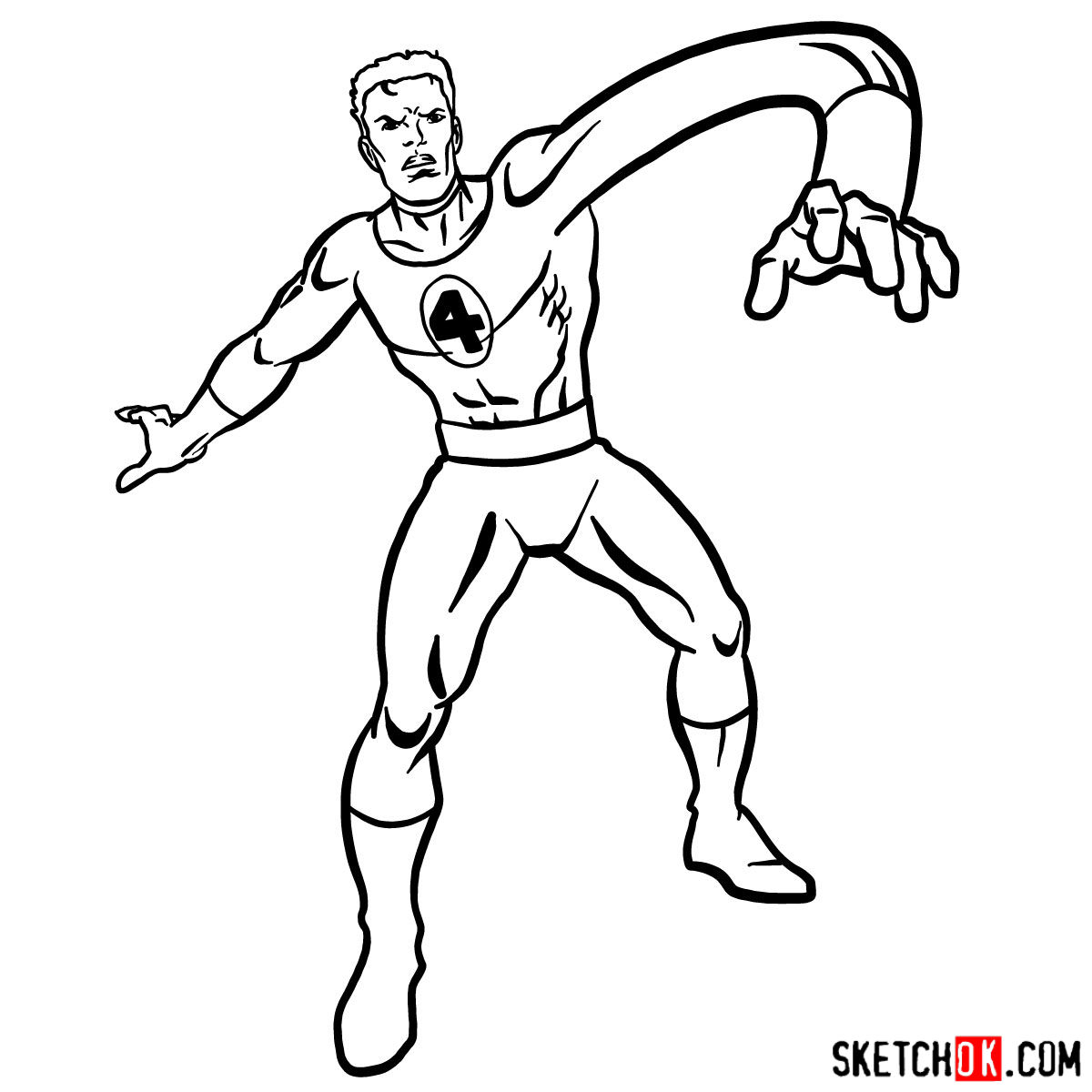 How to draw Mister Fantastic from Fantastic Four - step 12