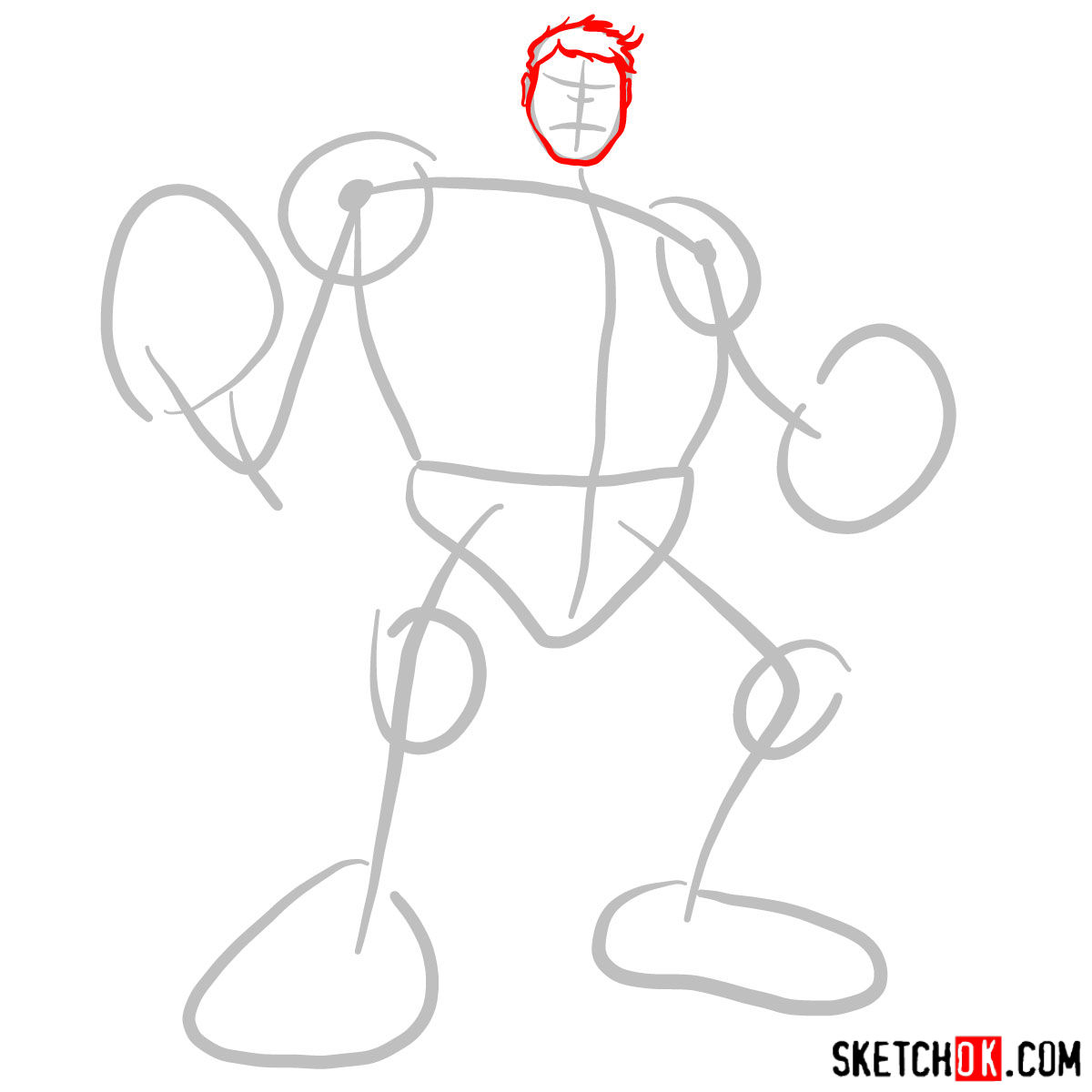 How to draw The Hulk - step 02