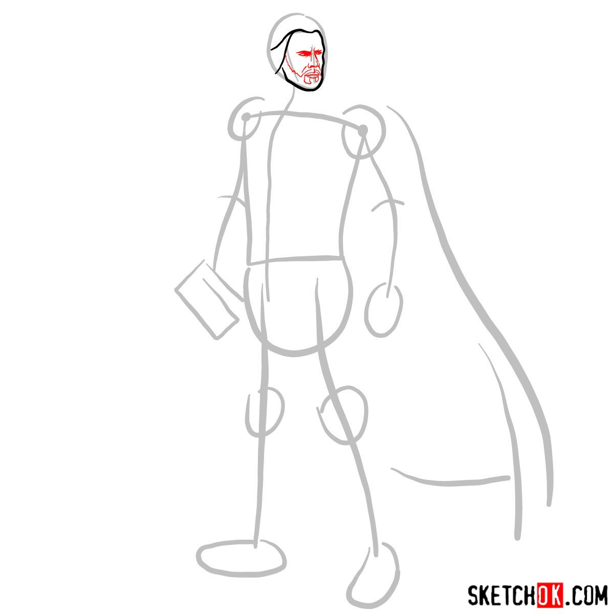 How to draw Thor Odinson (Chris Hemsworth) - step 03