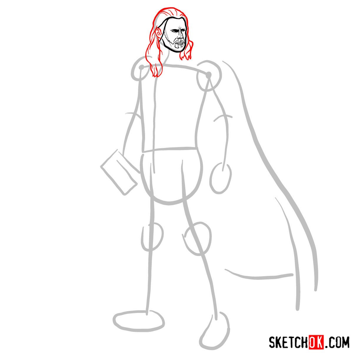 How to draw Thor Odinson (Chris Hemsworth) - step 04