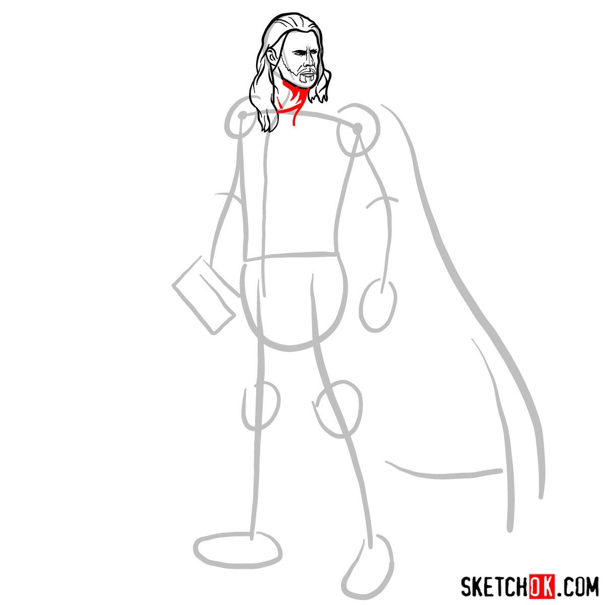 How to draw Thor Odinson (Chris Hemsworth) - step 05