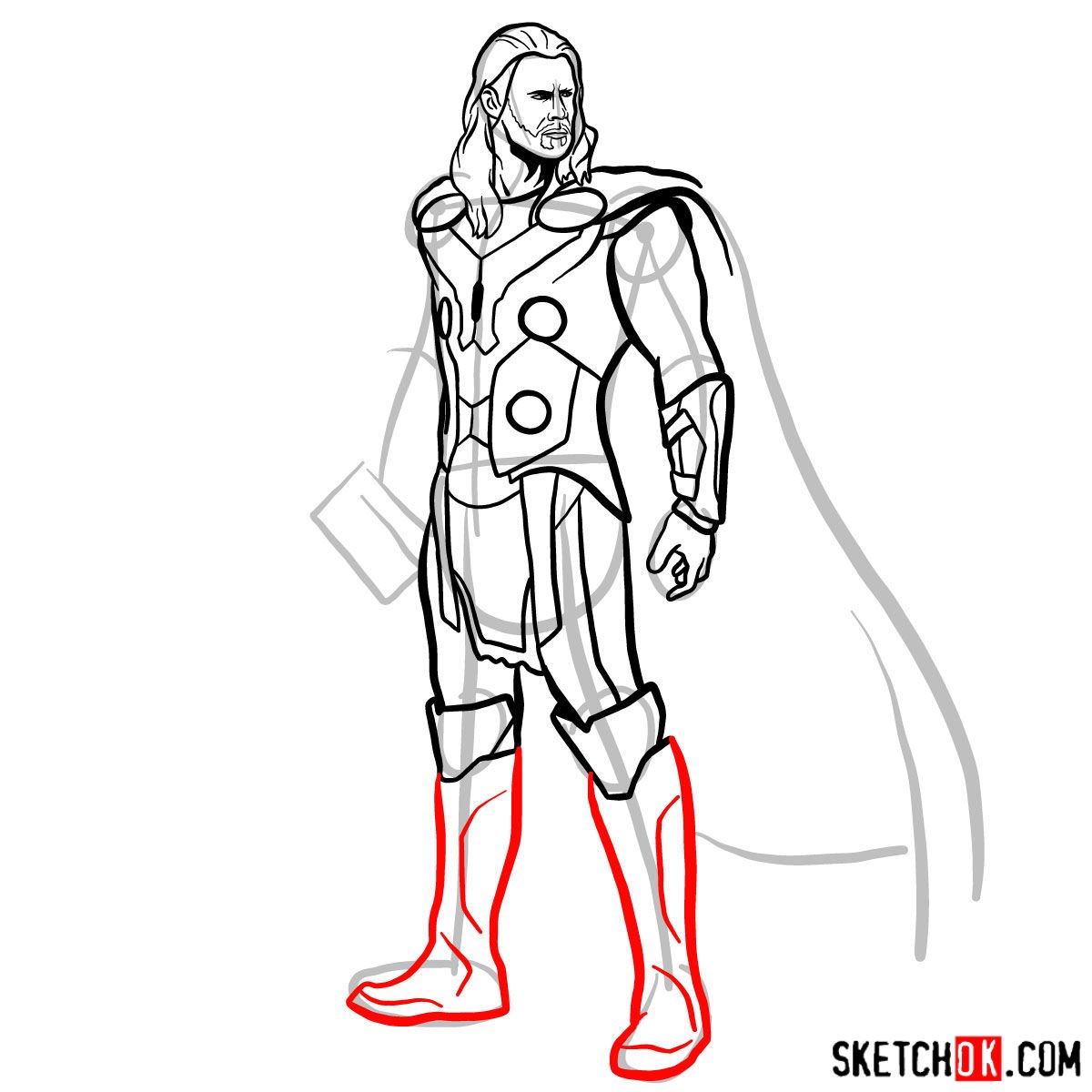 How to draw Thor Odinson (Chris Hemsworth) - step 13