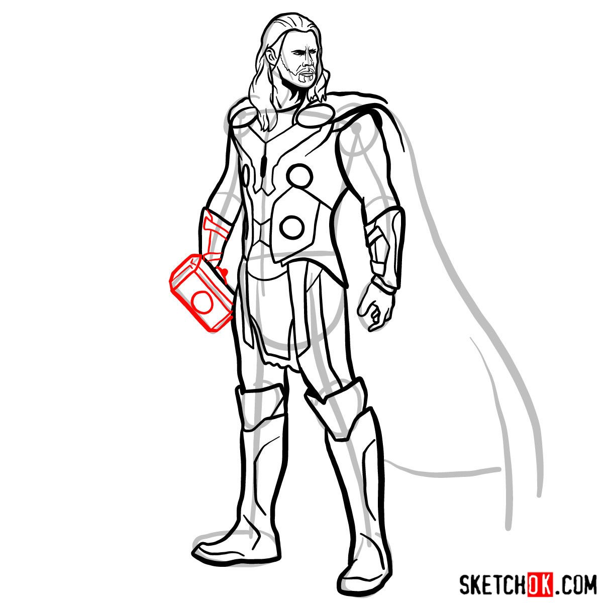 How to draw Thor Odinson (Chris Hemsworth) - step 15