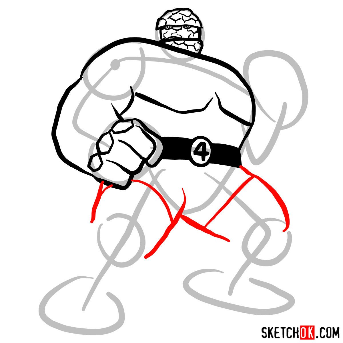 How to draw The Thing (Fantastic Four) - step 08