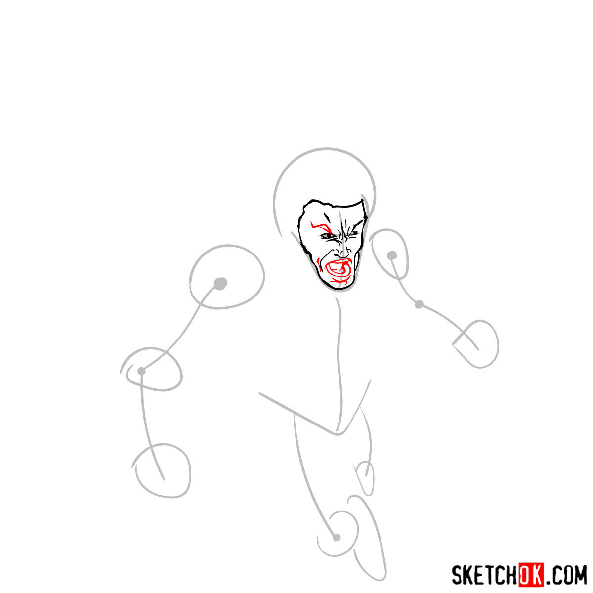 How to draw Banshee mutant from X-Men - step 04