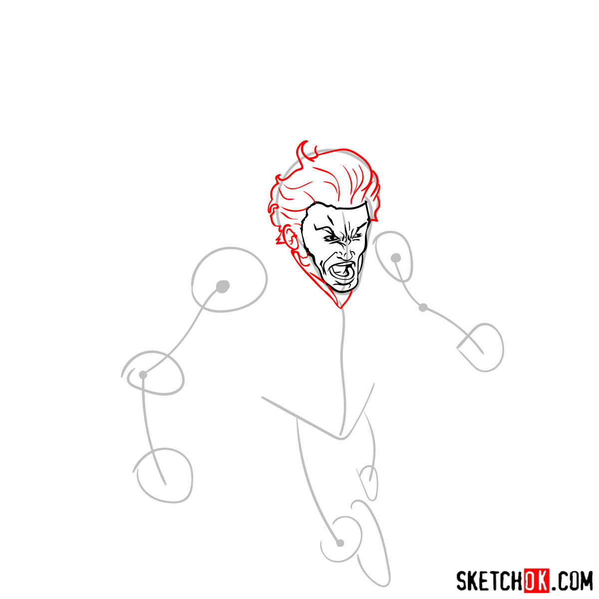 How to draw Banshee mutant from X-Men - step 05