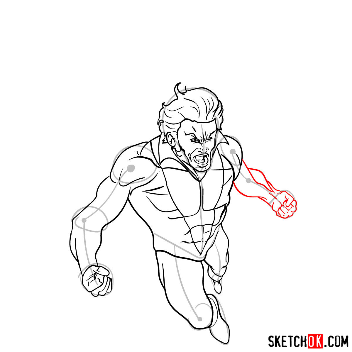 How to draw Banshee mutant from X-Men - step 12
