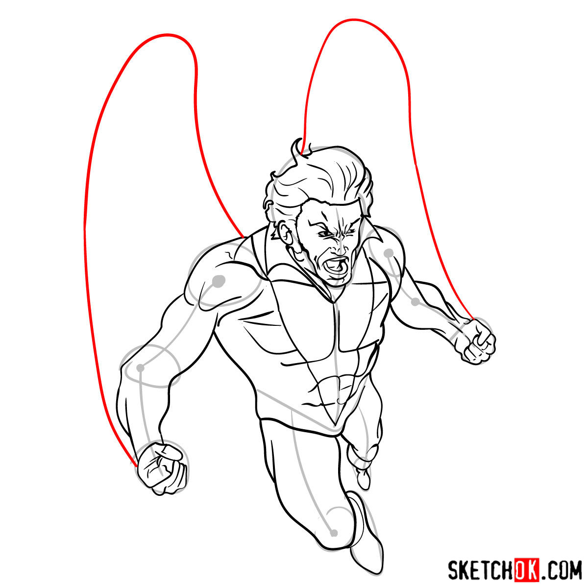 How to draw Banshee mutant from X-Men - step 13