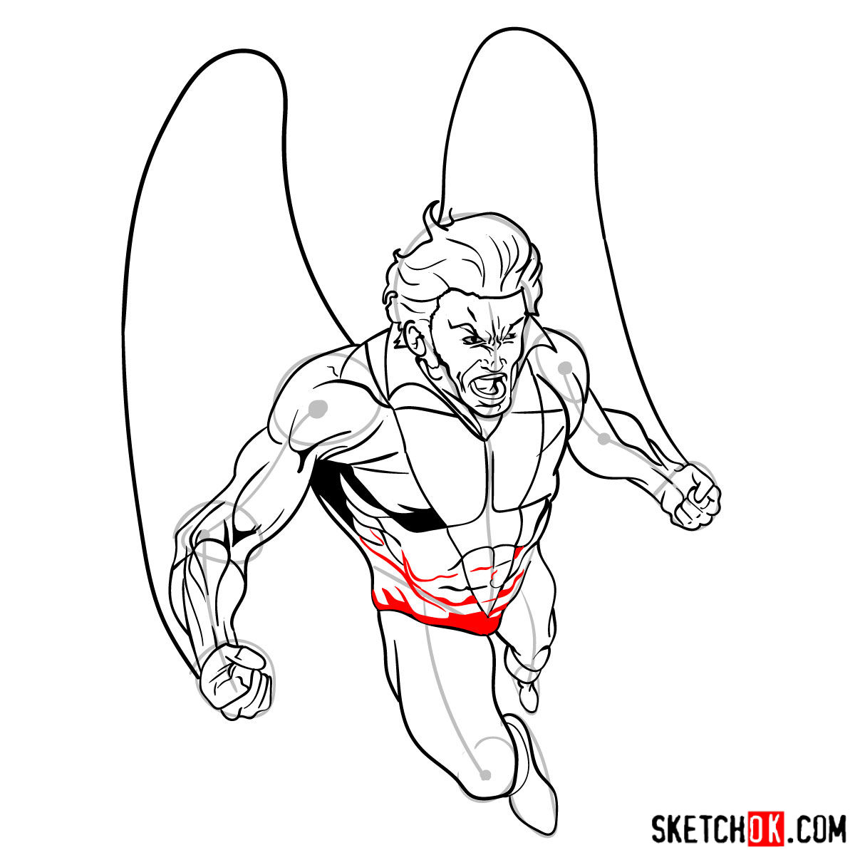 How to draw Banshee mutant from X-Men - step 15