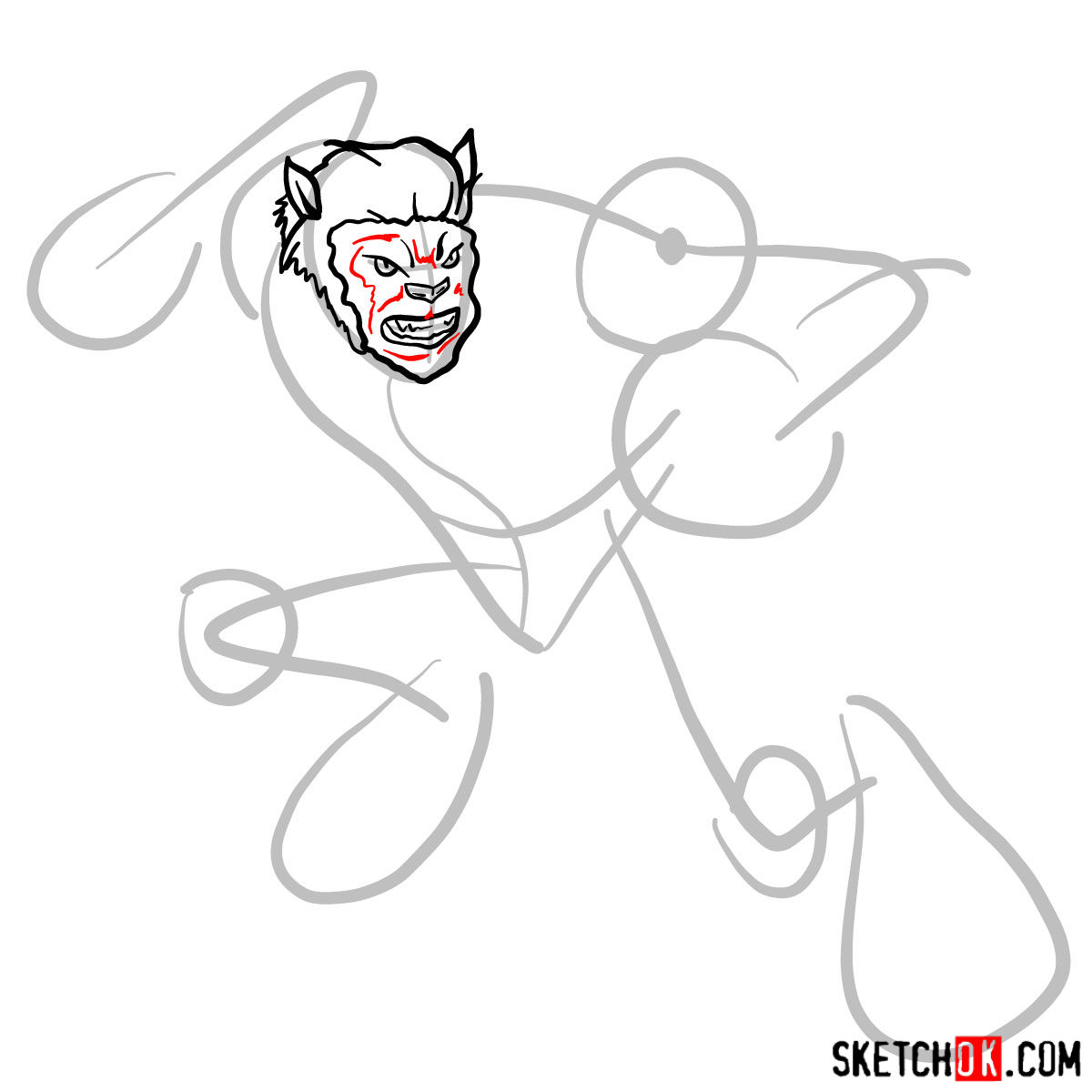 How to draw Beast (X-Men mutant) - step 04