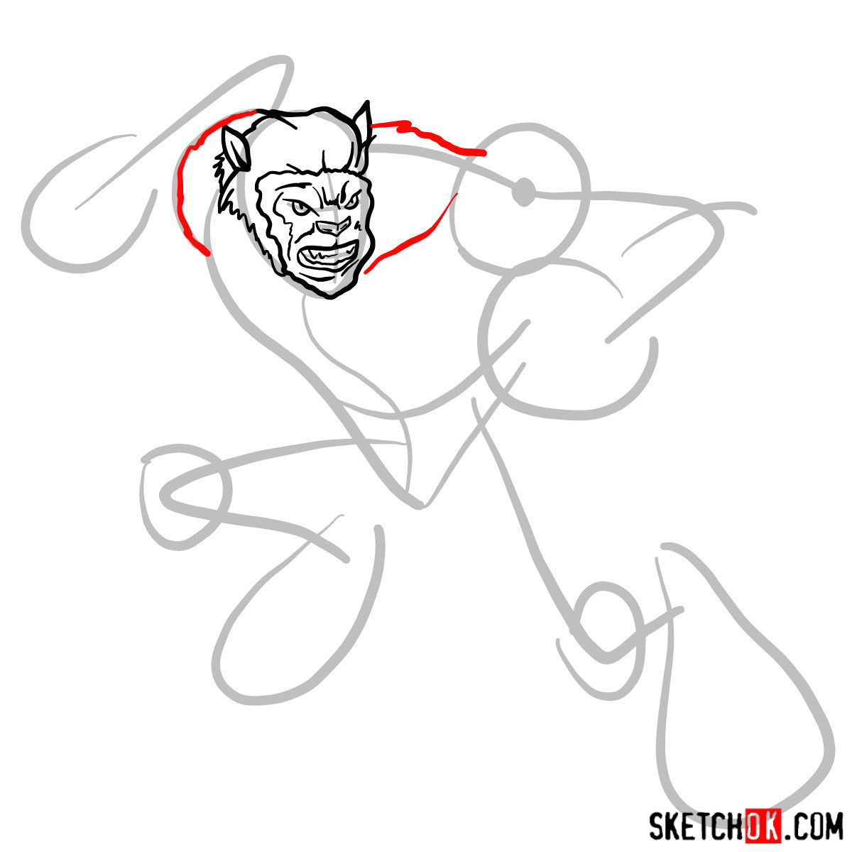 How to draw Beast (X-Men mutant) - step 05
