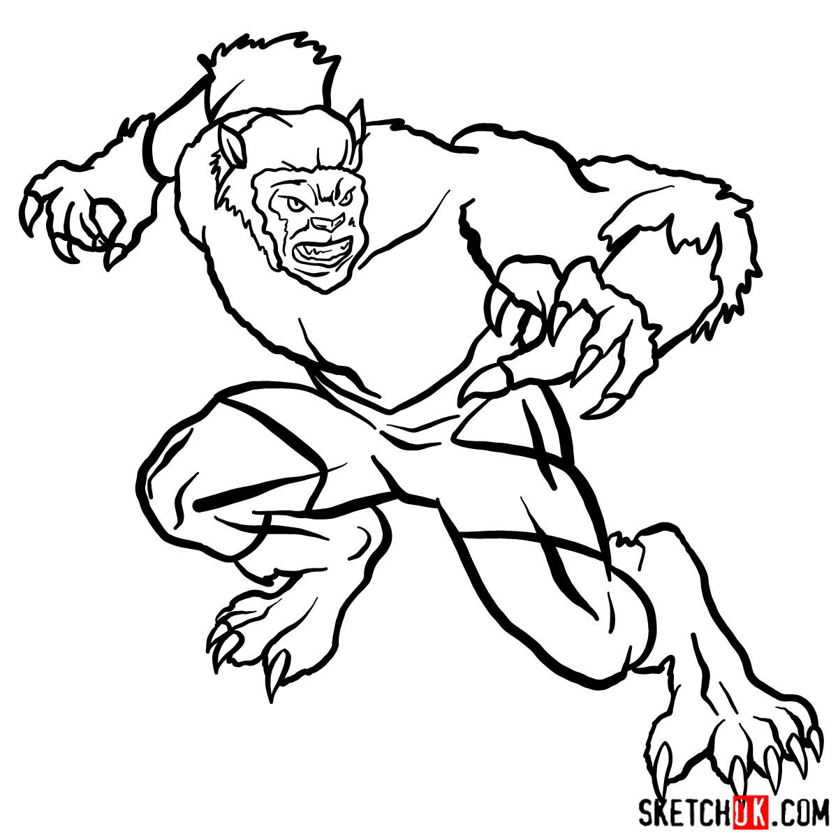 How to draw Beast (X-Men mutant) - step 14