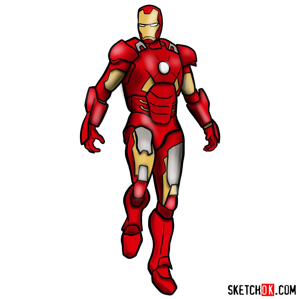 How to draw Iron Man in full growth