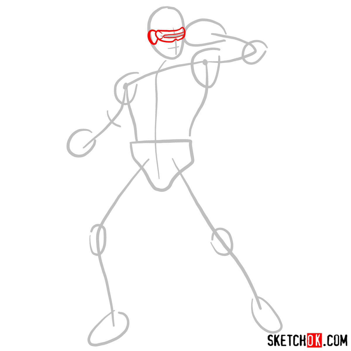 How to draw Cyclops from X-Men - step 02