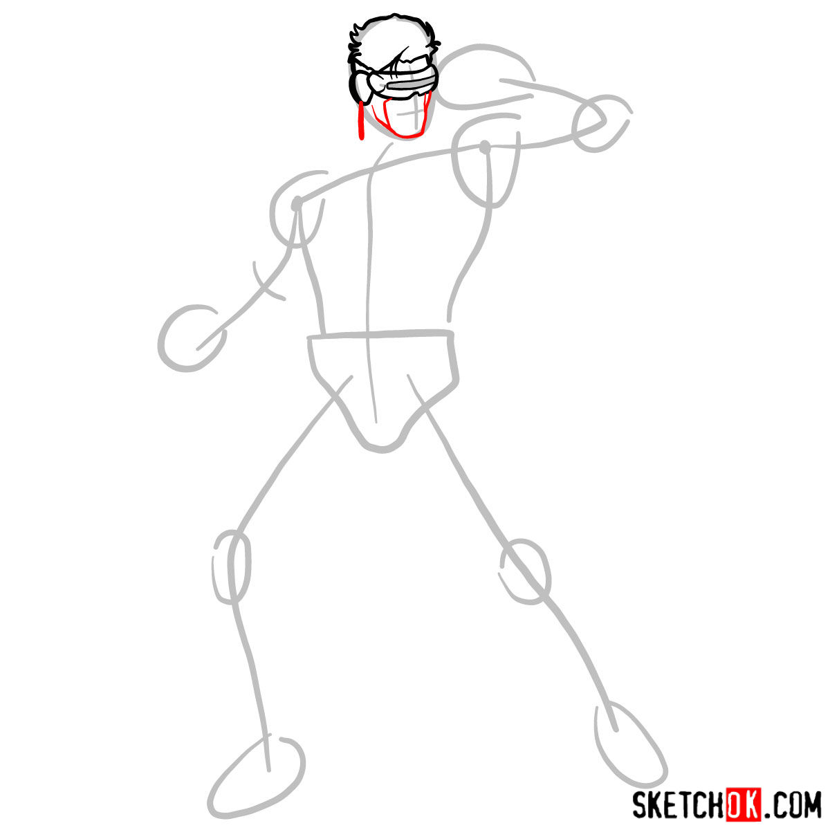 How to draw Cyclops from X-Men - step 04