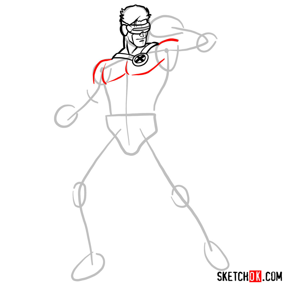 How to draw Cyclops from X-Men - step 07