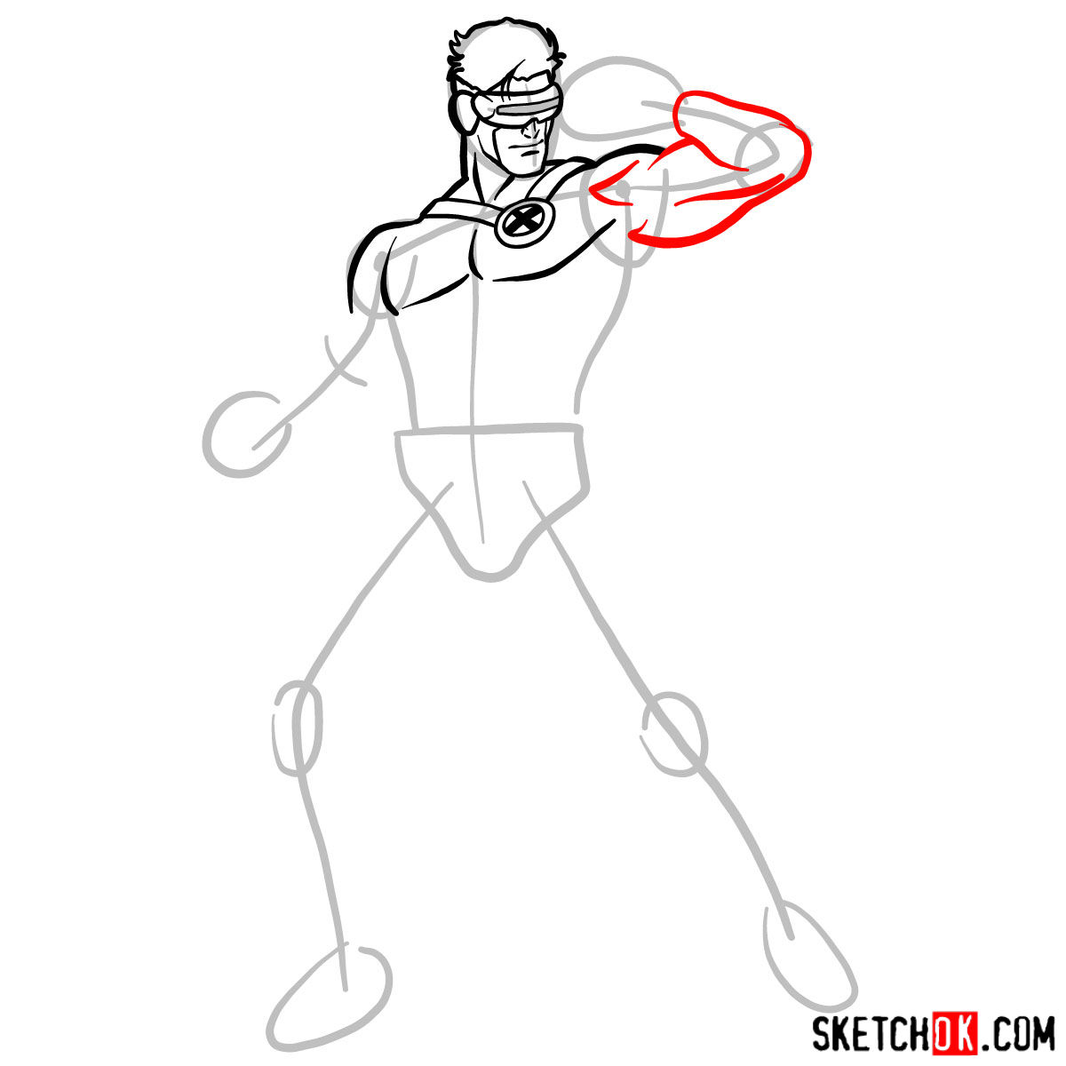 How to draw Cyclops from X-Men - step 08
