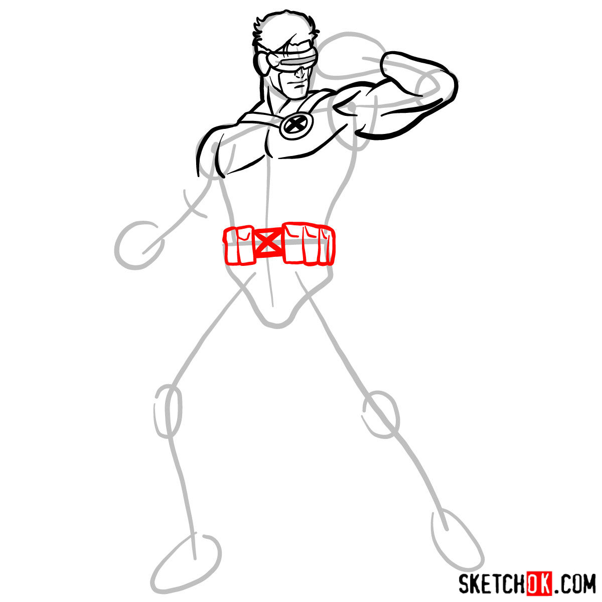 How to draw Cyclops from X-Men - step 09