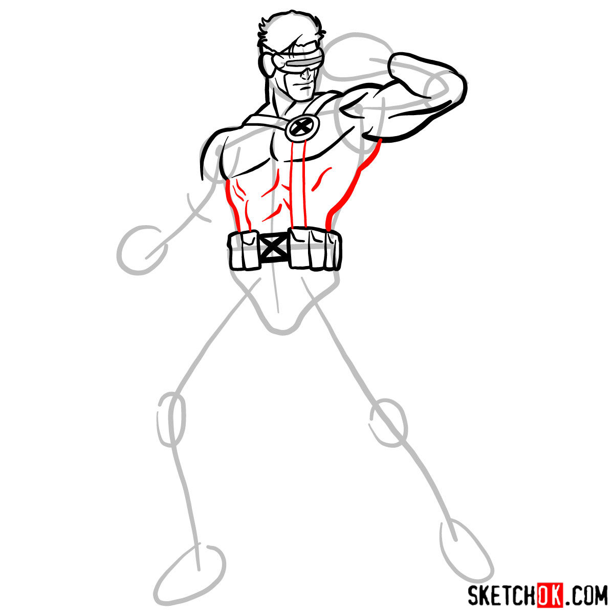 How to draw Cyclops from X-Men - step 10