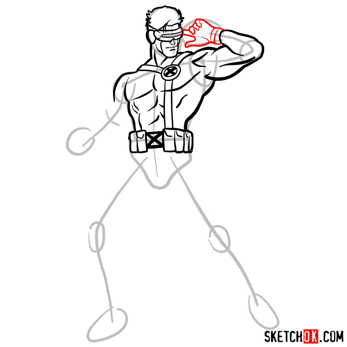 How to draw Cyclops from X-Men - step 11