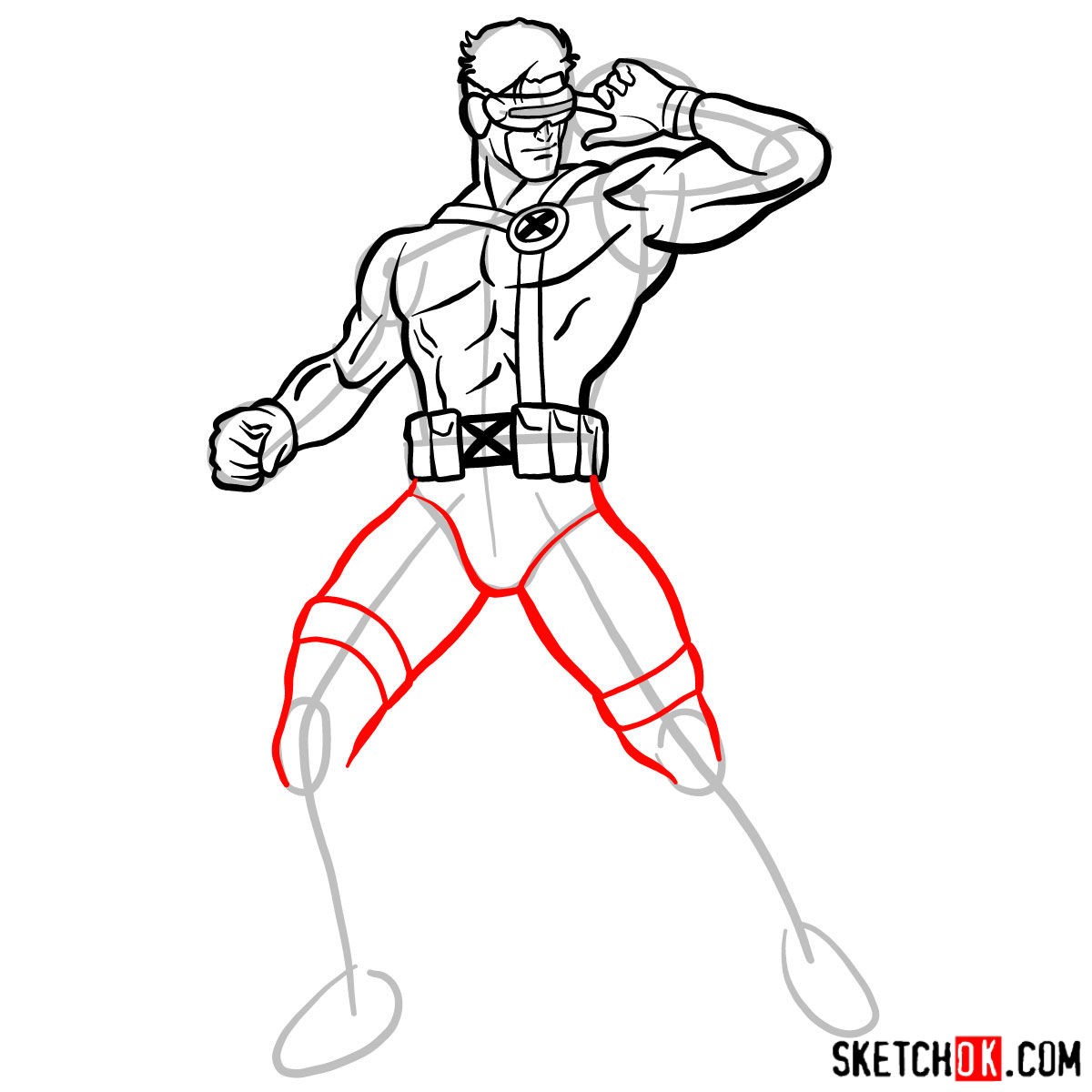 How to draw Cyclops from X-Men - step 13